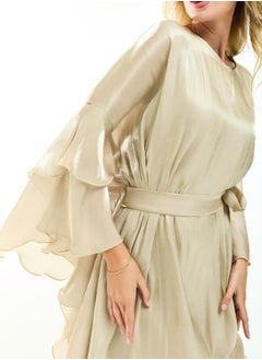 House of Moda Asymmetrical Layered A-Line Midi Dress with Tie-Belt by Styli  - Image 4