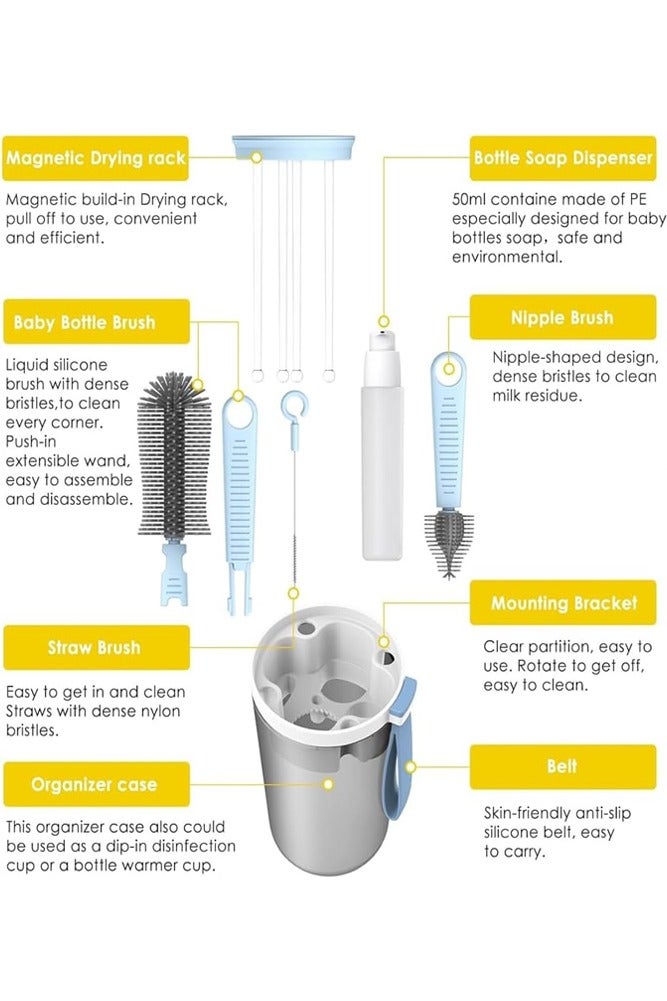 BELLSBERRY مجموعة كاملة من فرش زجاجات الرضاعة مع رف تجفيف للعناية بالحلمات وموزع صابون ومدفئ - Image 3