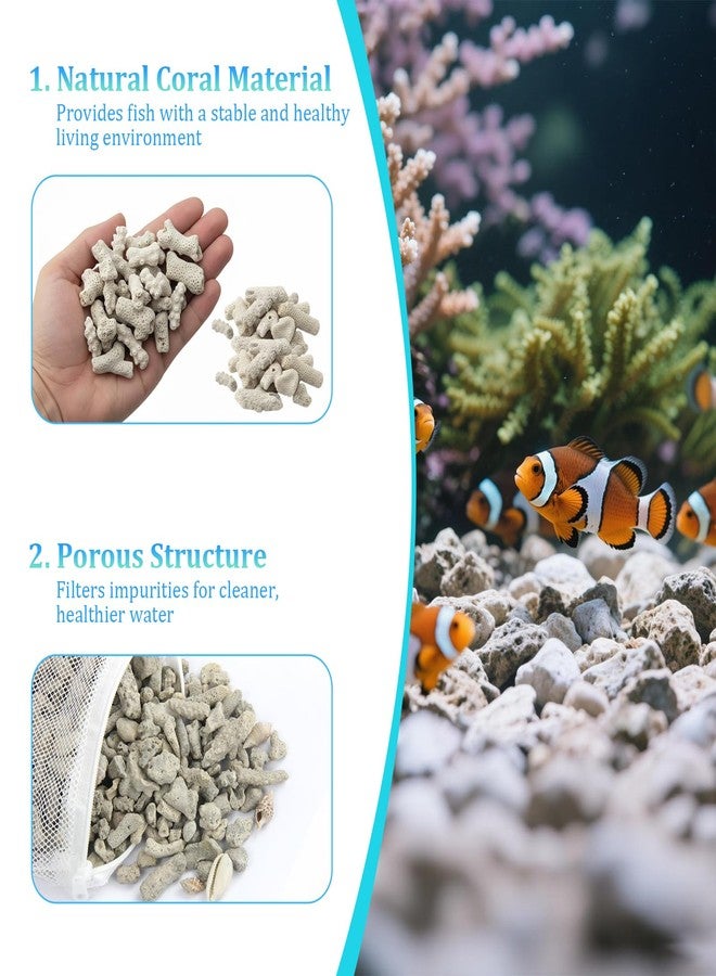 NZELSW 1.1lb/500g Net-bagged Crushed Coral Aquarium Filter Media, Fish Tank Coral Filter for Improving Water Quality, Reusable Crushed Coral Filter, for Cloudy Water Conditions & Frequent Fish Illnesses - Image 3