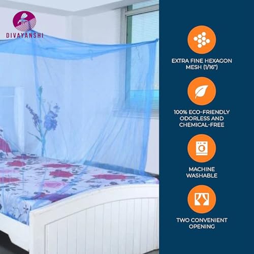 Divayanshi Foldable Polycotton Mosquito Net (Machhardani) for King Size Bed (Green, 8x8 ft) | Strong, Breathable & Lightweight | Easy to Use, Durable & Portable | Full Protection for Home & Travel - Image 5