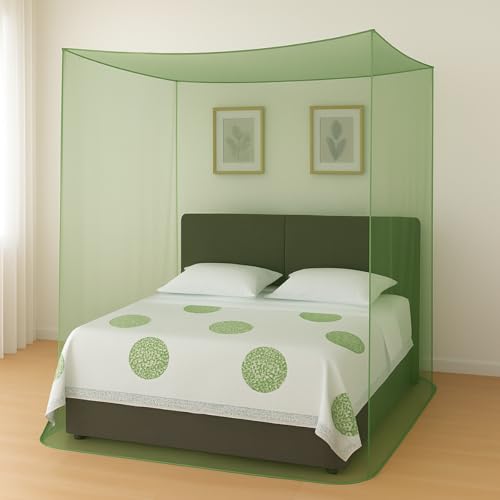Divayanshi Foldable Polycotton Mosquito Net (Machhardani) for King Size Bed (Green, 8x8 ft) | Strong, Breathable & Lightweight | Easy to Use, Durable & Portable | Full Protection for Home & Travel - Image 1