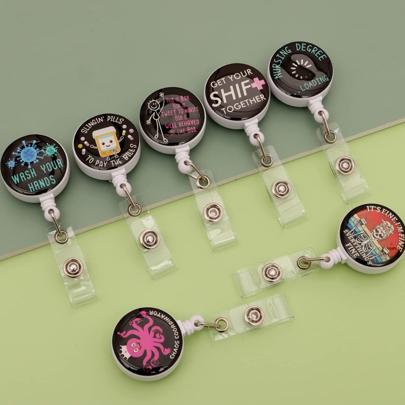 Tamhoo 15pcs Nursing Student Must Haves Badge Reels, Id Badge Holder Retractable Clip, Funny Badge Reel Cute Badge Reel Lanyards for Id Badges, Nurse Accessories for Work - Image 5