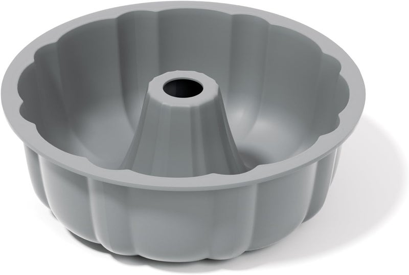 silicone cake pan, silicone Cake Molds, Bakeware Non Stick 10 inch Pan for Jello,Gelatin,cake, Silicone Baking Molds for Cakes, Round Baking Pan (grey+1 pack)