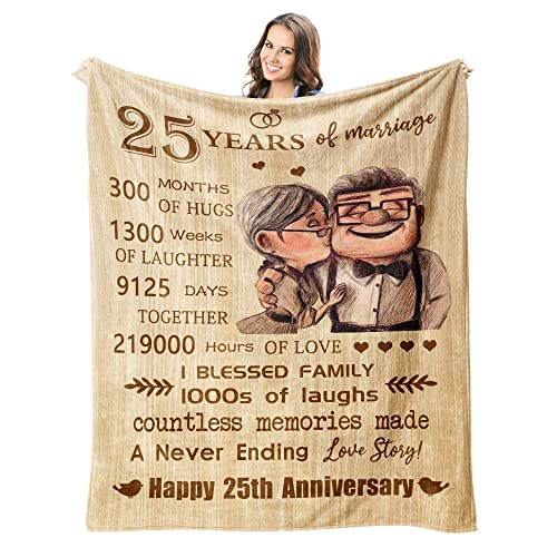 Antonia Bellamy 25th Anniversary Blanket Gifts 80x60  Gift for 25th Wedding Anniversary  25 Years of Marriage Gifts for Dad Mom Friends Grandparents  25th Wedding Anniversary Blanket Gifts for Husband Wife