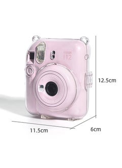 O Ozone Crystal Clear Camera Case For Fujifilm Mini 12 Instant Camera, Hard PC Cover with Adjustable Strap and Pocket & Decorative sticker - Purple  - Image 3