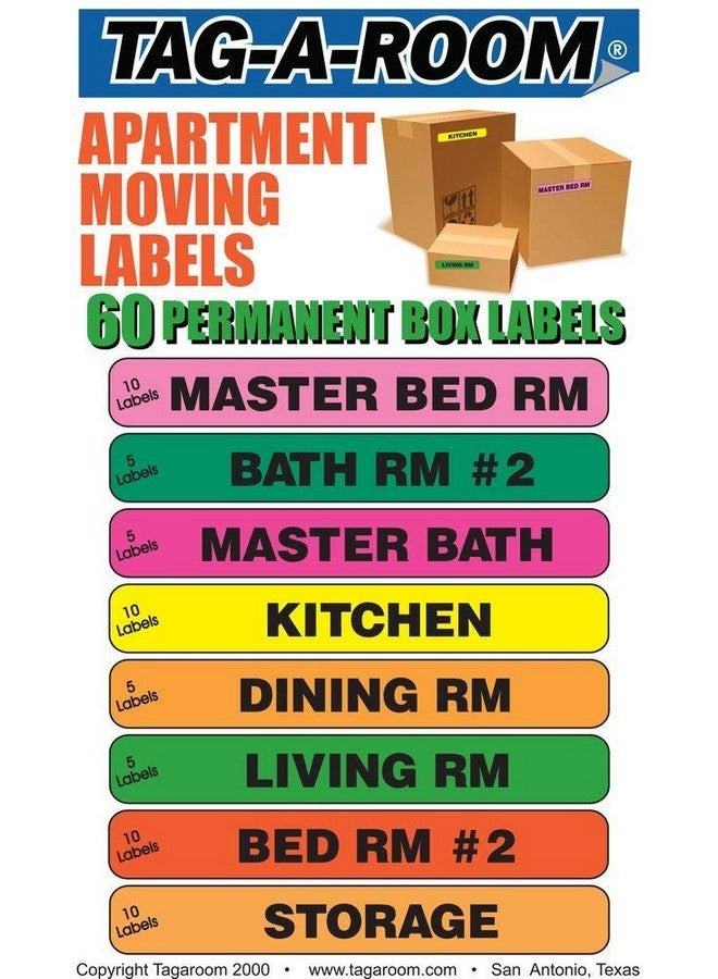 تاج-أه-روم ملصقات نقل أثاث المنزل من Tag-A-Room، ملصقات تعبئة ملونة (60 شقة) - Image 1