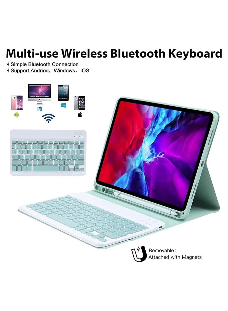 عام حالة لوحة المفاتيح العربية والإنجليزية لجيل iPad 10th (2022 ، 10.9 بوصة) ، حامل قلم رصاص لوحة مفاتيح لاسلكية قابلة للفصل - Image 3