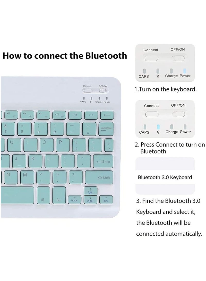 عام حالة لوحة المفاتيح العربية والإنجليزية لجيل iPad 10th (2022 ، 10.9 بوصة) ، حامل قلم رصاص لوحة مفاتيح لاسلكية قابلة للفصل - Image 5