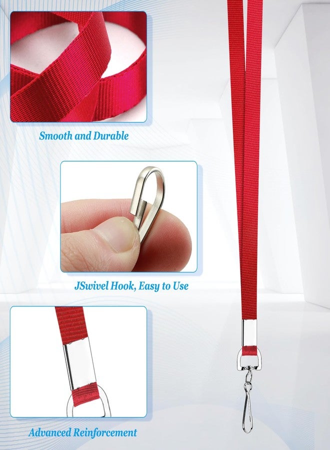 Maileto 50 Pack Bulk Lanyard for ID Badge Holder Durable Flat Lanyard with Swivel Hook and Badge Clip (Red) - Image 2