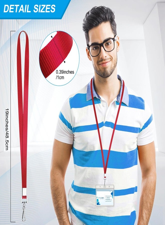 Maileto 50 Pack Bulk Lanyard for ID Badge Holder Durable Flat Lanyard with Swivel Hook and Badge Clip (Red) - Image 3