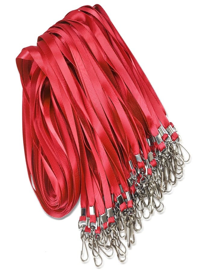 Maileto 50 Pack Bulk Lanyard for ID Badge Holder Durable Flat Lanyard with Swivel Hook and Badge Clip (Red) - Image 1