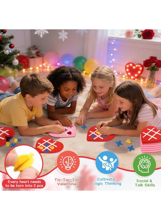 Axcoix 24 Pack Valentines Day Gifts for Kids Classroom, Tic Tac Toe Game with Valentines Exchange Cards for School Boys Girls Party Favors - Image 5