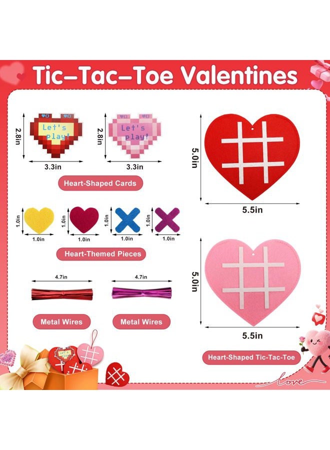 Axcoix 24 Pack Valentines Day Gifts for Kids Classroom, Tic Tac Toe Game with Valentines Exchange Cards for School Boys Girls Party Favors - Image 2