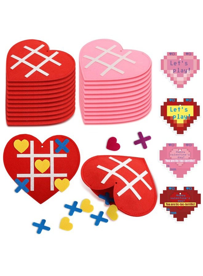 Axcoix 24 Pack Valentines Day Gifts for Kids Classroom, Tic Tac Toe Game with Valentines Exchange Cards for School Boys Girls Party Favors - Image 1