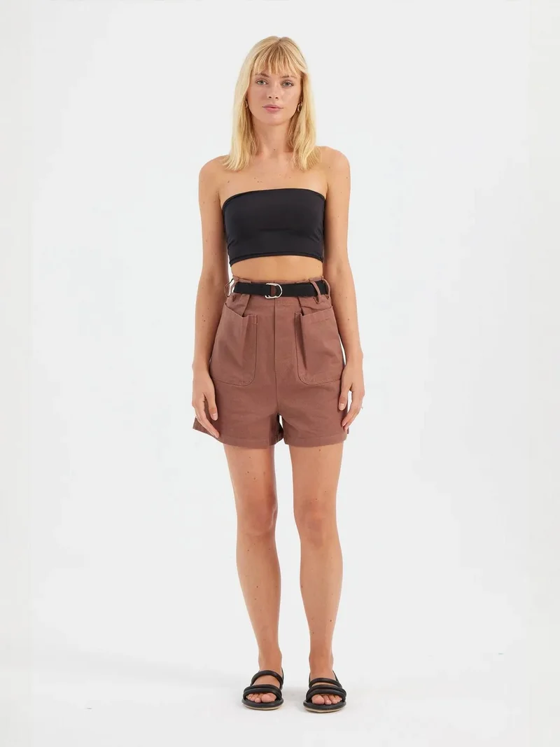 HICCUP Cotton High Waist Pocket Shorts