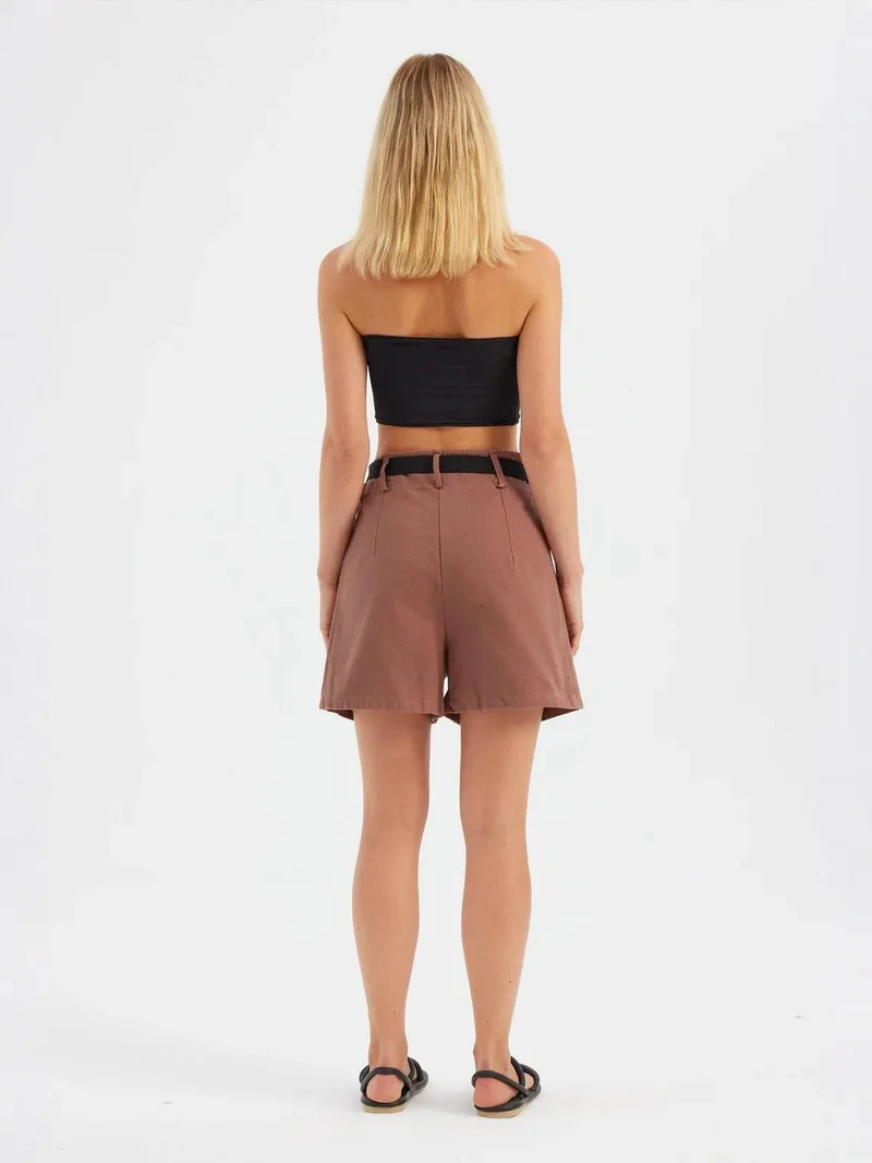 HICCUP Cotton High Waist Pocket Shorts