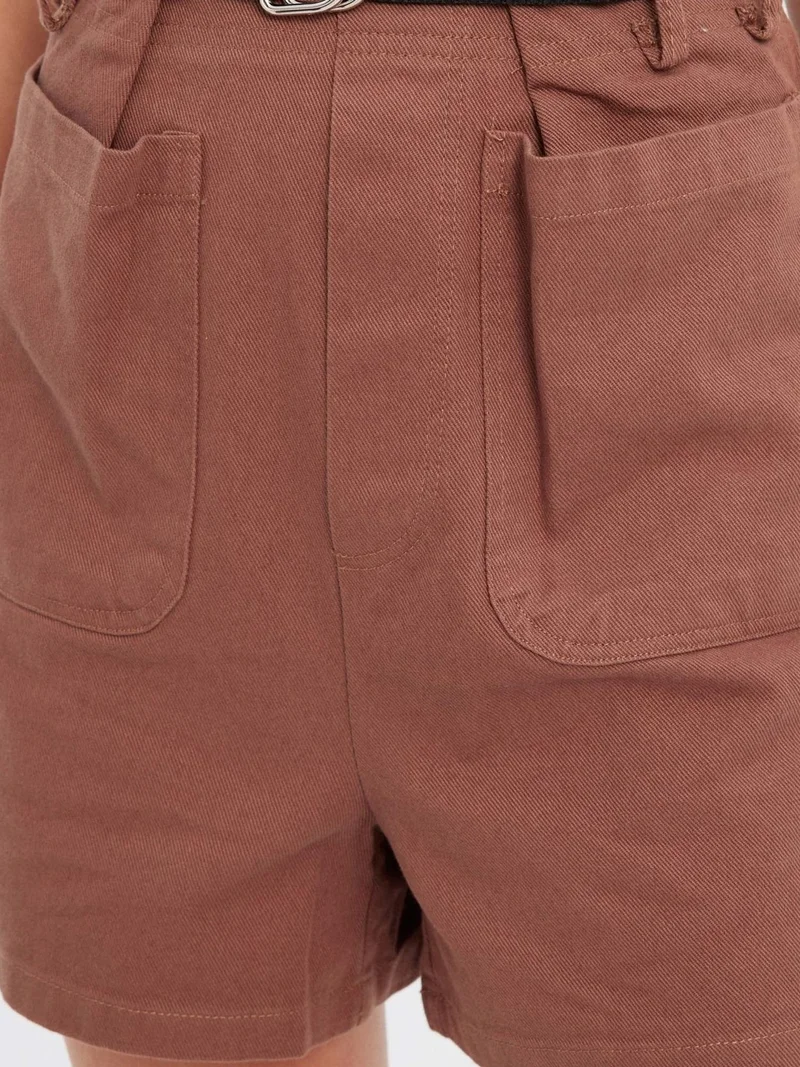 HICCUP Cotton High Waist Pocket Shorts