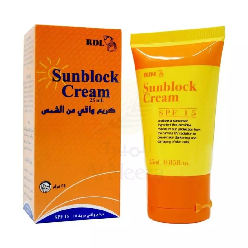 RDL Sunblock Cream With SPF 15 UV Radiation Protection To Prevent Skin Darkening- 25ml