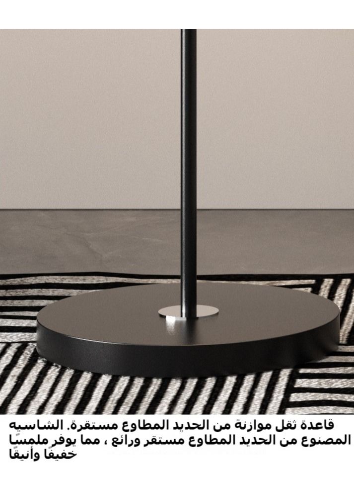 XiuWoo Modern pleated aesthetic floor lamp, living room pole lighting, 3 colors brightness work lamp modern tall standing hanging light for living room bedroom reading Black and white 155x38 cm - Image 4