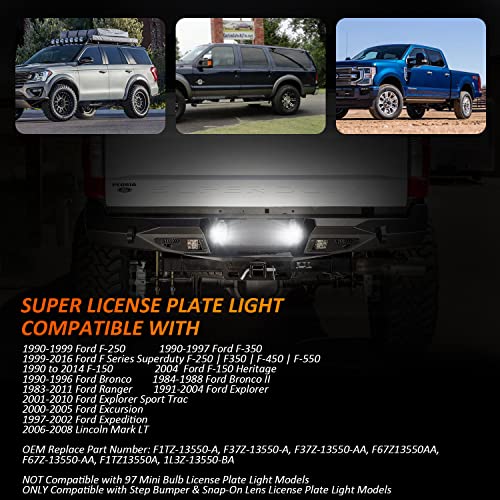 Bestview License Plate Light, Rear Bumper Tag Lamp Light Housing Assembly Compatible with Fo-rd F150 F250 F350 Super Duty Ranger Explorer Bronco Excursion Expedition - Image 4