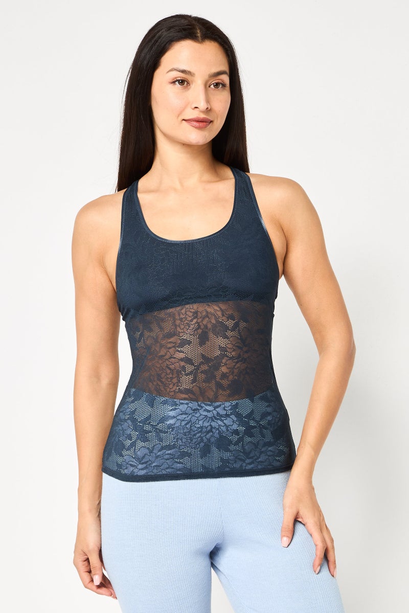 EMPORIO ARMANI Women Brand Logo Sleeveless Sleepwear Dress,Navy - Image 1