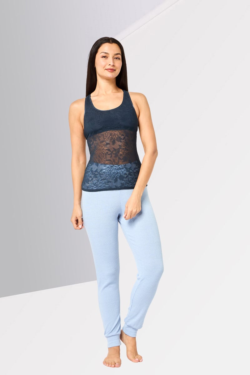 EMPORIO ARMANI Women Brand Logo Sleeveless Sleepwear Dress,Navy - Image 2