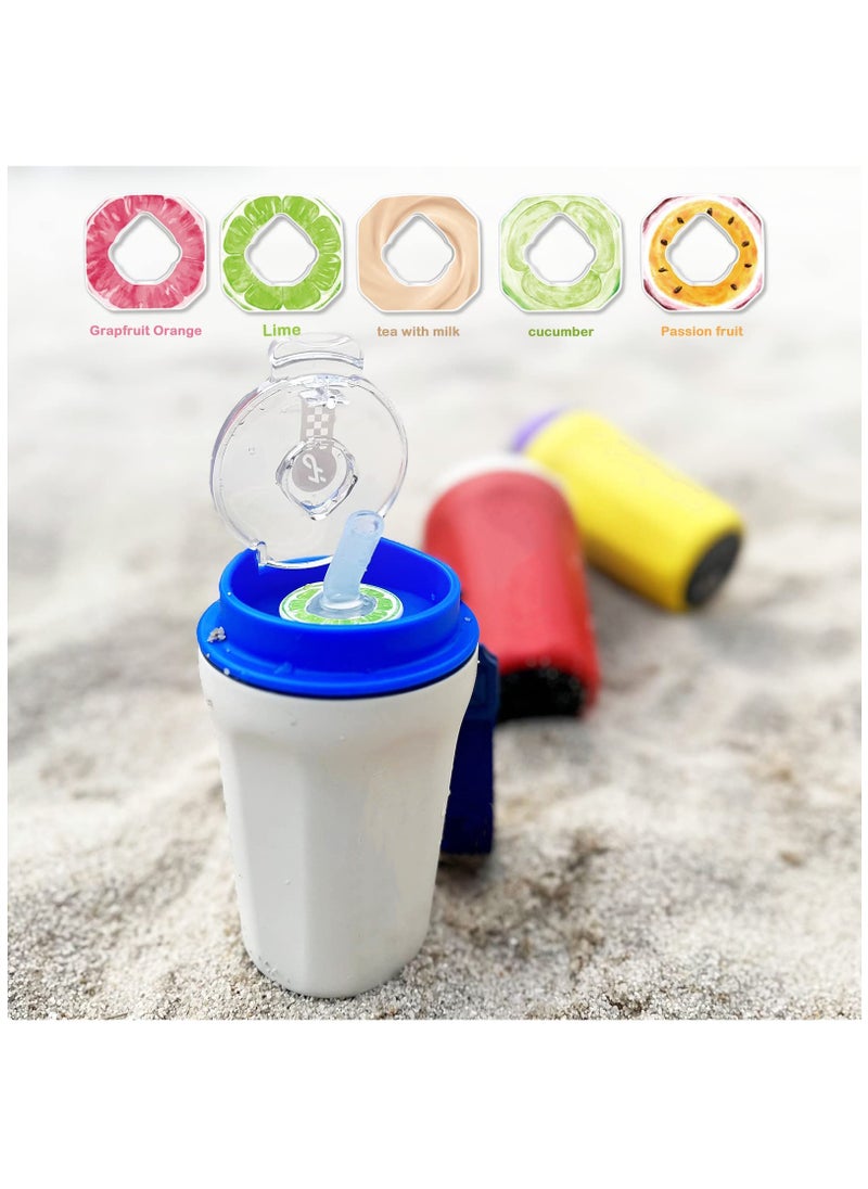SYOSI - Air Flavoured Water Bottle with Straw & 5 Scent Flavoured Pods, 450ML Vacuum Insulated Metal Drinking Bottle BPA Free & Leakproof, Fruity Extract Ring 0 Sugar 0 Calorie - Image 1
