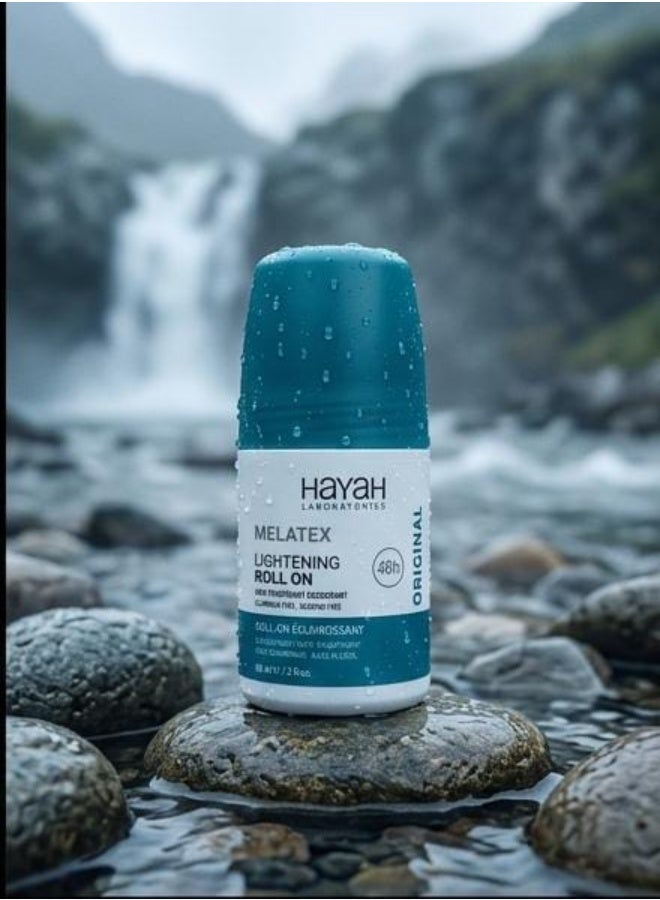 MELATEX Hayah Melatex Deodorant Lightening Roll On Fruity + Original 60 ML 1+1 (Packaging may vary) - Image 5