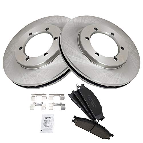 TRQ Front Brake Pad & Rotor Kit Brake Pads Brake Rotor Ceramic Compatible with 1998-2004 Nissan Frontier - Image 1