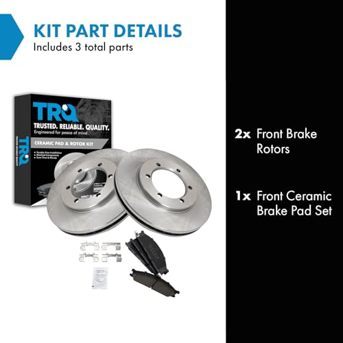 TRQ Front Brake Pad & Rotor Kit Brake Pads Brake Rotor Ceramic Compatible with 1998-2004 Nissan Frontier - Image 2