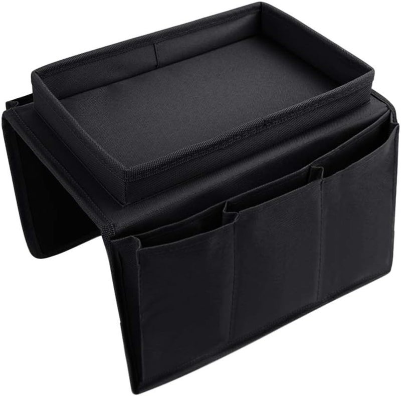 Holiberty Sofa Armrest Organizer with Cup Holder Tray Chair Arm TV Remote Holder for Recliner Couch Armchair Caddy Bedside Storage Pockets Bag for Cellphone Tablet Book Magazines Drinks Pouch - Image 3