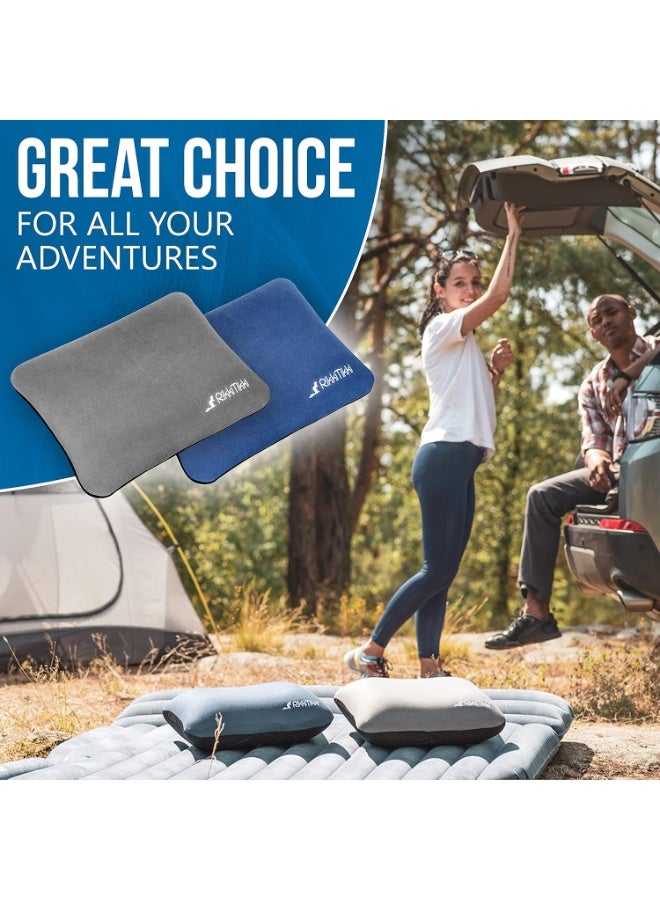 وسادة تخييم قابلة للنفخ خفيفة الوزن مناسبة للرحلات والتسلق والمشي والسفر وسادة مضغوطة مريحة بلون أزرق - Image 4