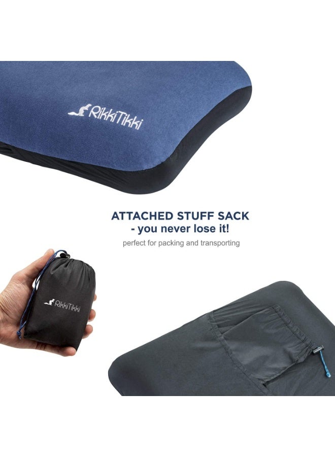 وسادة تخييم قابلة للنفخ خفيفة الوزن مناسبة للرحلات والتسلق والمشي والسفر وسادة مضغوطة مريحة بلون أزرق - Image 2