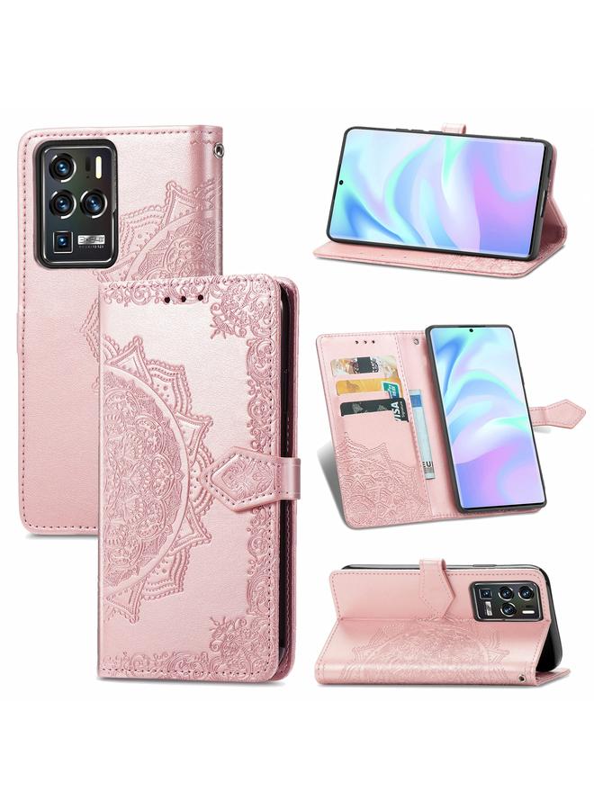 Case For ZTE 30 Ultra 5G Mandala Flower Embossed Horizontal Flip Leather Case with Bracket / Card Slot / Wallet / Lanyard