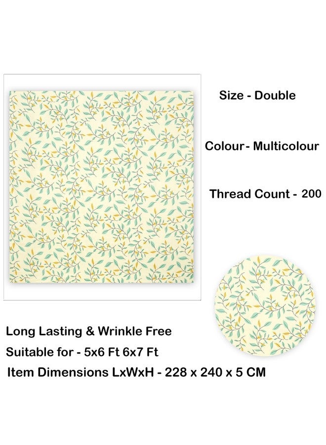 BSB HOME Bsb Home Premium Pure Cotton 220 Tc Flat Double Bed Bedsheets for Summer Breathable | Wrinklefree (Size-220 X 230 Cm) with 2 Pillow Covers (Size-18 X 28 Inches, Light Green) - Floral  - Image 5