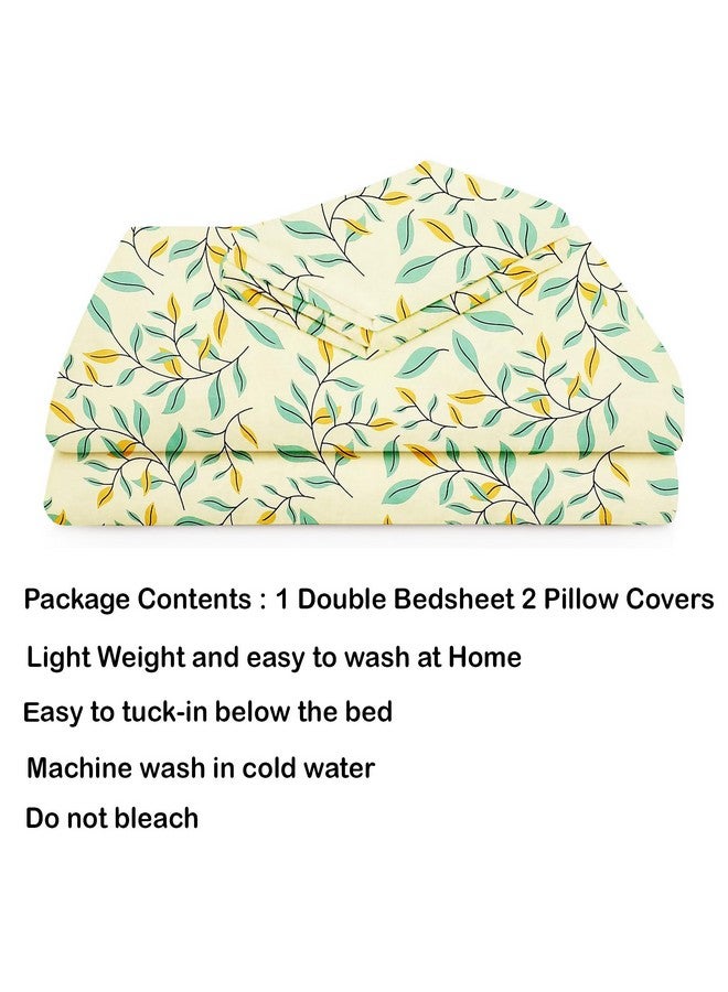BSB HOME Bsb Home Premium Pure Cotton 220 Tc Flat Double Bed Bedsheets for Summer Breathable | Wrinklefree (Size-220 X 230 Cm) with 2 Pillow Covers (Size-18 X 28 Inches, Light Green) - Floral  - Image 4