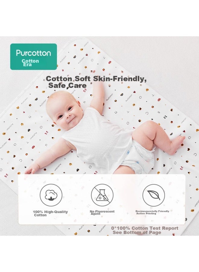 Purcotton Baby Knitted Composite Diaper Pad, Washable, Anti-leak, Newborn, 90cm*70cm, Building Blocks, Small Car, 1 Pack - Image 1