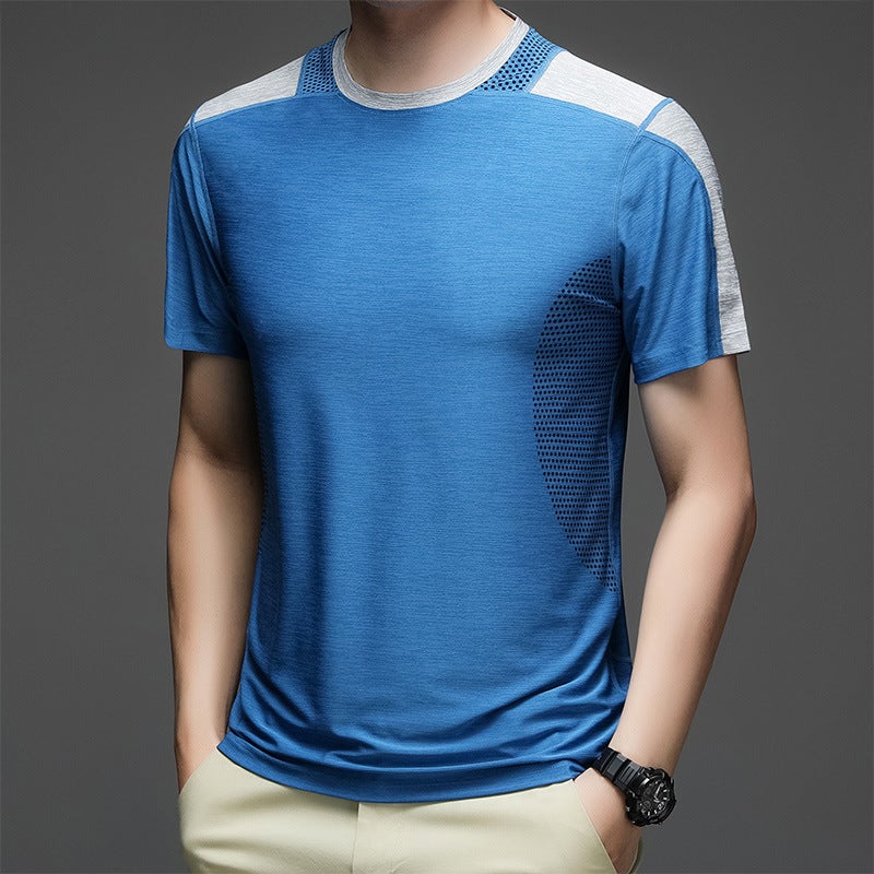 Summer Short-Sleeved T-Shirt Men'S Thin Breathable Fitness Sports Quick-Drying Clothing Men'S Loose Casual Ice Silk T-Shirt Men'S - Image 1