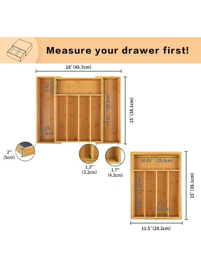 Utoplike Bamboo Cutlery Tray Silverware, Drawer Dividers for Kitchen Utensils, Flatware Tray Drawer Insert for knives, Gadgets and Garage Tools, Office Supplies - Image 3