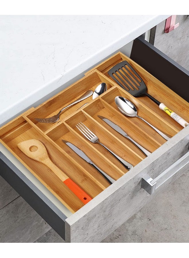 Utoplike Bamboo Cutlery Tray Silverware, Drawer Dividers for Kitchen Utensils, Flatware Tray Drawer Insert for knives, Gadgets and Garage Tools, Office Supplies - Image 4