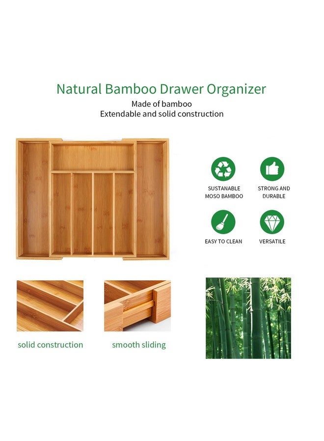 Utoplike Bamboo Cutlery Tray Silverware, Drawer Dividers for Kitchen Utensils, Flatware Tray Drawer Insert for knives, Gadgets and Garage Tools, Office Supplies - Image 5