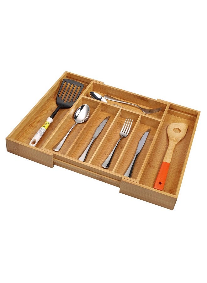 Utoplike Bamboo Cutlery Tray Silverware, Drawer Dividers for Kitchen Utensils, Flatware Tray Drawer Insert for knives, Gadgets and Garage Tools, Office Supplies - Image 2