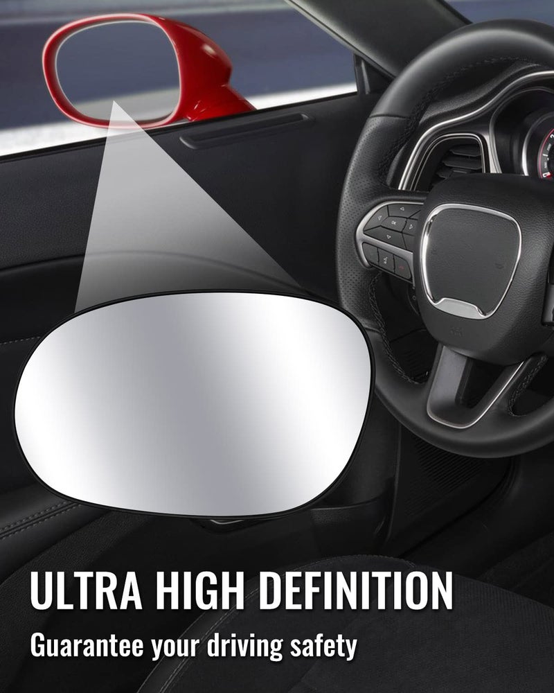 TIKSCIENCE Heated Mirror Glass Left Driver Side Fit for Dodge Challenger 2008 2009 2010 2011 2012 2013 2014 2015 Side Mirror Assembly Replace 68048442AA, 68048447AA - Image 3