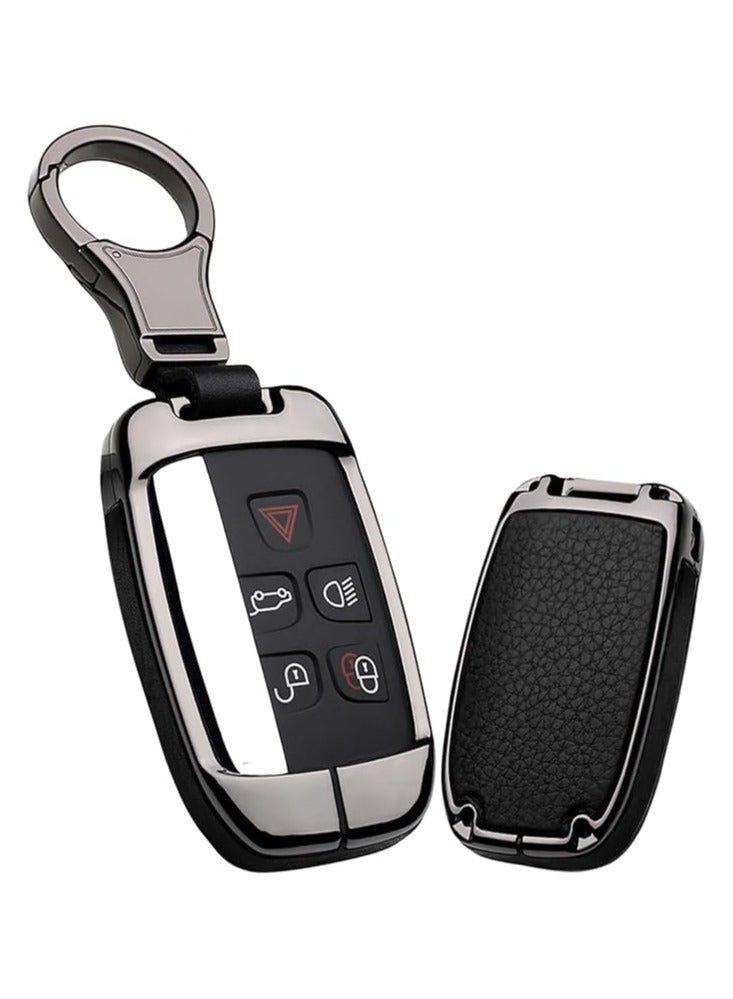 Generic Premium Key Fob Cover Compatible with land rover,Range Rover, Discovery, Sport, Defender, Evoque - Metal & Leather Protective Case Holder with Keychain - Image 1