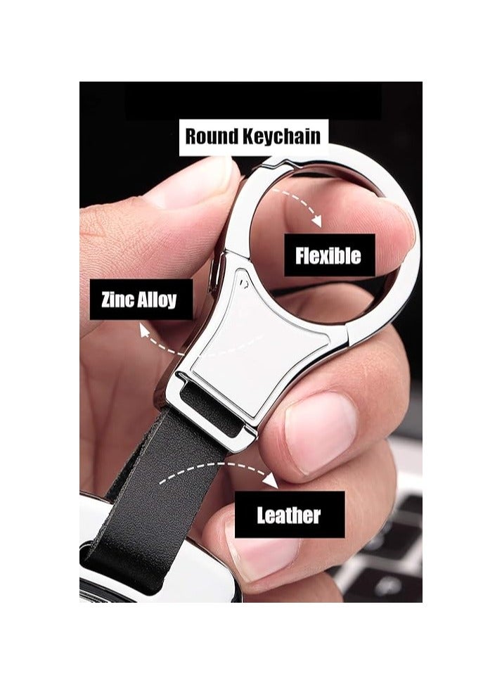 Generic Premium Key Fob Cover Compatible with land rover,Range Rover, Discovery, Sport, Defender, Evoque - Metal & Leather Protective Case Holder with Keychain - Image 3