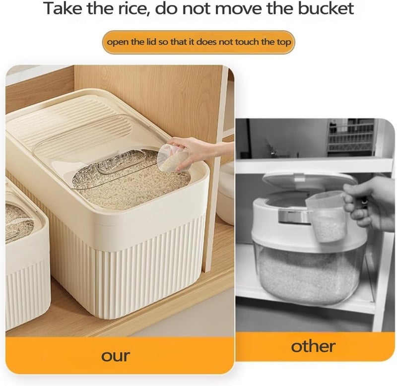 Masroo Long lifespan Maroo 5Kg Rice Dispenser,Grain Storage Container, Sealed Grain Container With Measuring Cup Bin For Nuts Rice, Food Cereal Bins Household Kitchen Pantry Organization Fade proof - Image 5
