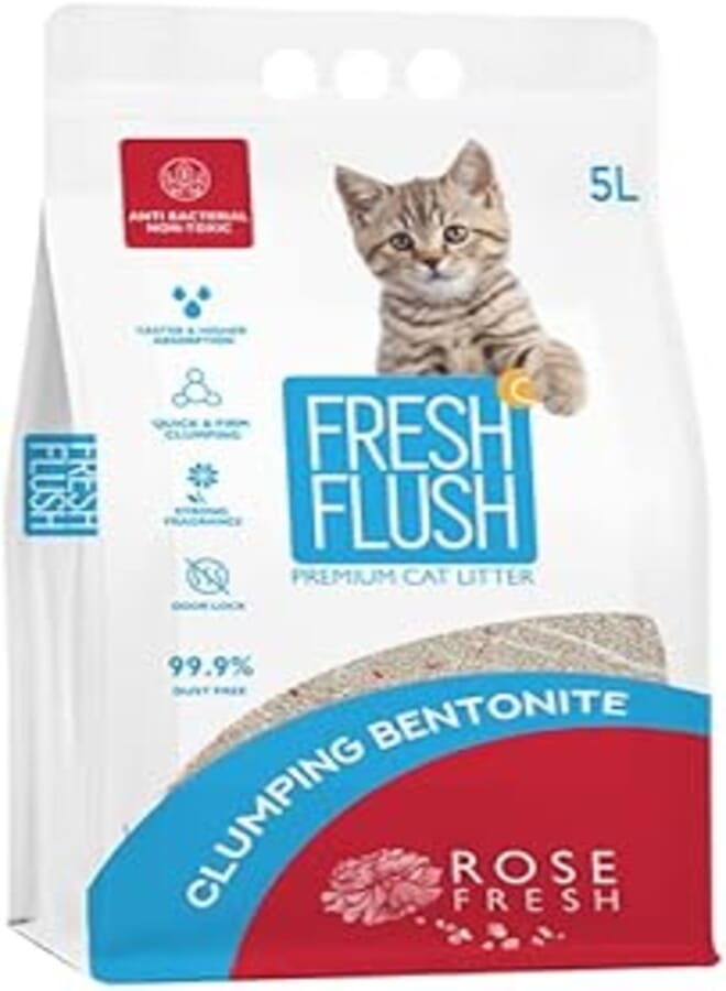 Fresh Flush BENTONITE CAT LITTER ROSE FRESH 5L - DOUBLE SCENT