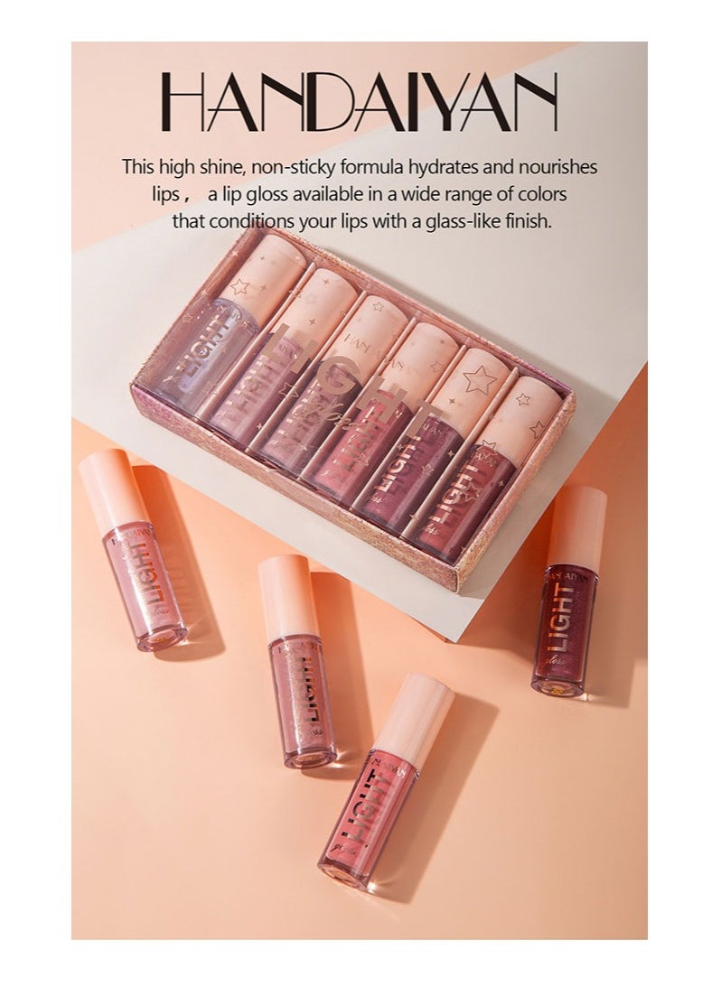 Handaiyan Lip Gloss Set 6 Pcs Hydrating Moisturizing Long Lasting High Glossy Light Stain Super Shiny Balm Oil Tinted Treatment Glow Glass Shine Makeup Colored Bright Lifter For Women Girls  - Image 3