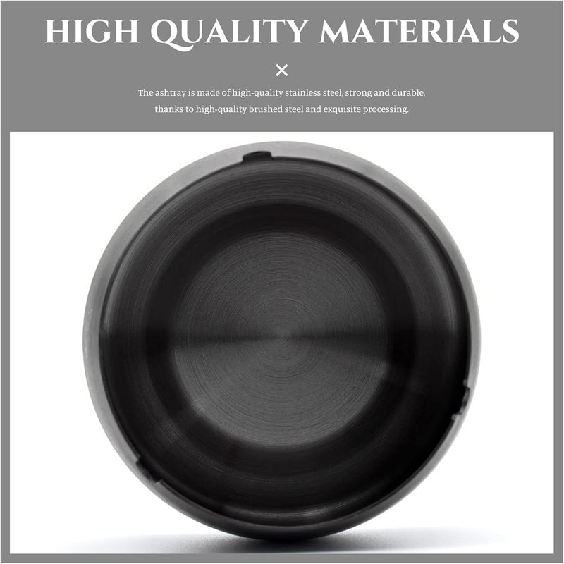 Skyzone Stainless Steel Ashtray Tabletop Desktop Ash Tray,Round Black Cigarettes Ashtrays for Outdoors, Home,Office Hotel Restaurant,Party,Bar (10cm Diameter) - Image 3