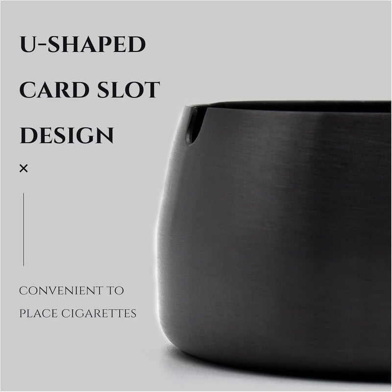 Skyzone Stainless Steel Ashtray Tabletop Desktop Ash Tray,Round Black Cigarettes Ashtrays for Outdoors, Home,Office Hotel Restaurant,Party,Bar (10cm Diameter) - Image 5